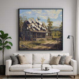 Poster Isolado Ainda Conectado - Arte Satírica Engraçada