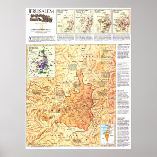 Poster Israel: 1996 MAPA DE História DE Jerusalém ...