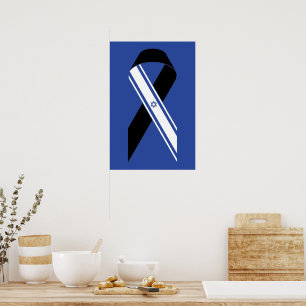 Poster Israel banha a bandeira negra da fita azul