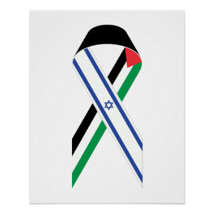 Póster Israel e a Palestina - bandeira branca da fita de