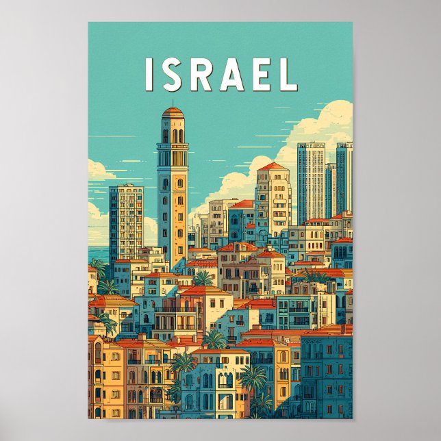 Poster Israel Illustration Travel Art Vintage (Frente)