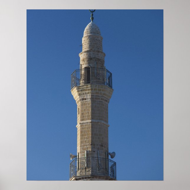Póster Israel, Tel Aviv, Jaffa, minarete mesquita (Frente)