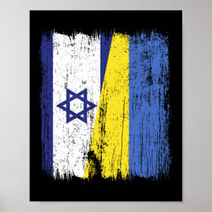 Poster Israel Ucrânia Meia Bandeira Israelense Ucraniano