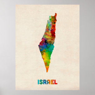 Póster Israel Watercolor Map