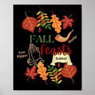 Poster Israel Yisrael Fall Banquetes Shfar Sukkot Yom Kip