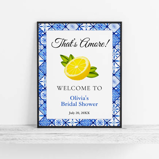 Poster Isso é Amore | Chá de panela mediterrânico de Boas (That's Amore | Mediterranean Lemon Bridal Shower Welcome Sign   )