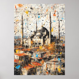 Poster Istambul Santa Sofia Pintura Abstrata de Gotejamen