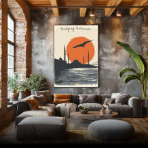 Istambul Silhouette ao Sunset - Linha do horizonte