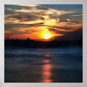 Póster Istambul Skyline Contra Belo Sol