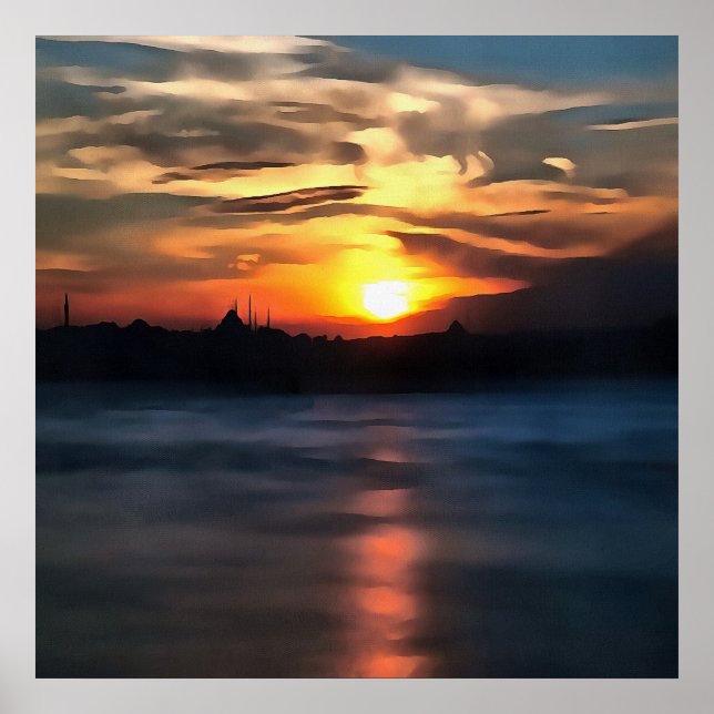 Póster Istambul Skyline Contra Belo Sol (Frente)