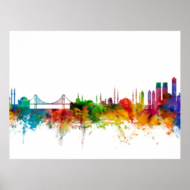 Poster Istambul Turquia Skyline (Frente)