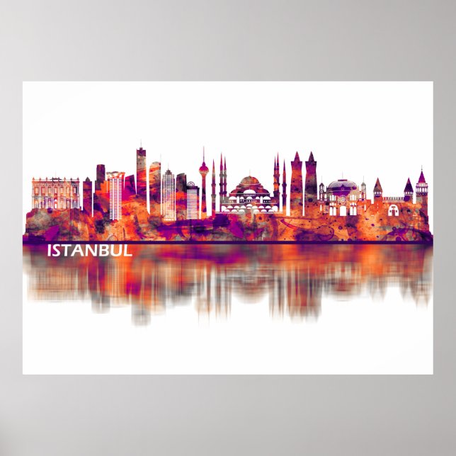 Poster Istambul Turquia Skyline (Frente)