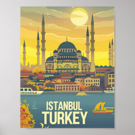 Poster Istambul Turquia Vintage, famosa Viagem