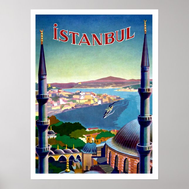 Poster Istambul, Turquia, visão panorâmica na costa (Frente)