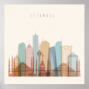Póster Istanbul, Turkey   City Skyline