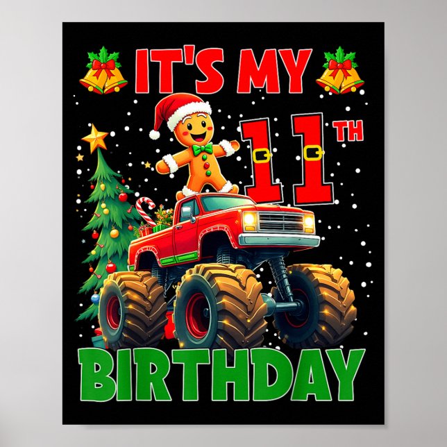 Poster It’s My 11th Birthday Gingerbread Monster Truck Ch (Frente)