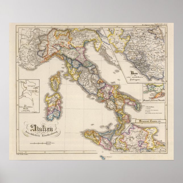 Poster Itália à sua divisão eclesiástica (Frente)