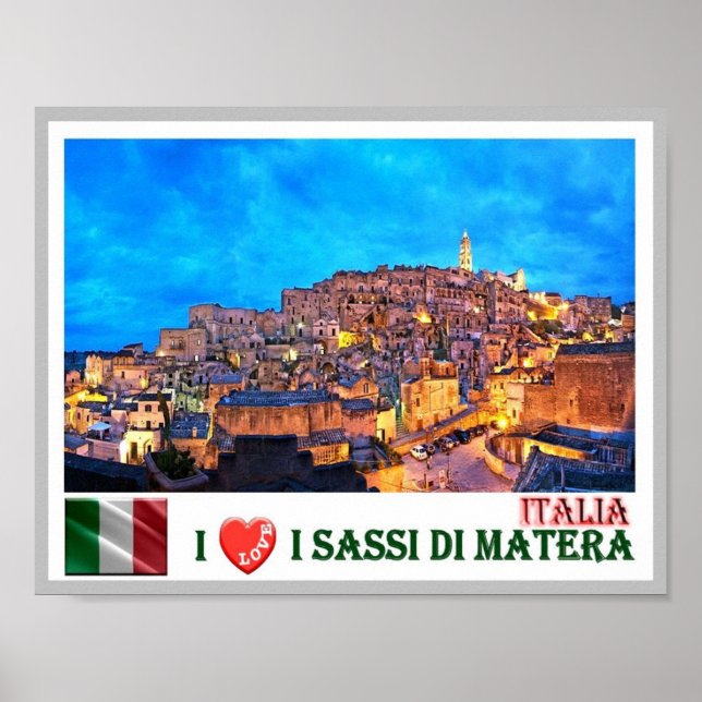 Poster Itália - Basilicata - I Sassi di Matera - I Love - (Frente)