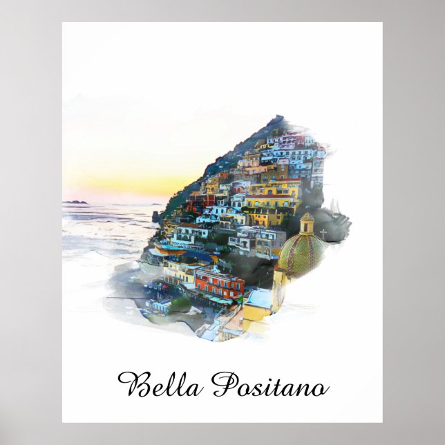 Poster *~* Itália Bella Positano Língua Italiana AP12 (Frente)