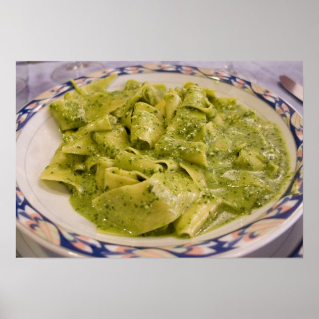 Póster Itália, Camogli Placa de massas com pesto (Frente)