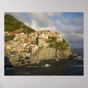 Póster Itália, Cinque Terre, Manarola. Aldeia no penhasc