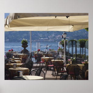 Poster Itália, Como Province, Bellagio. Café de Lakesid
