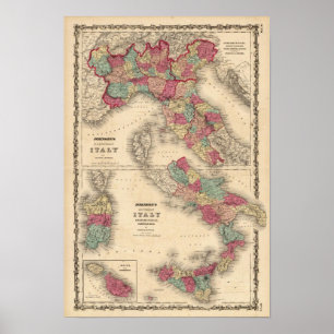 Poster Italia do norte Italia do sul