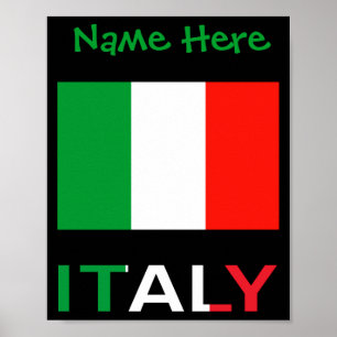 Poster Itália e Bandeira Italiana Verde Personalização Ma