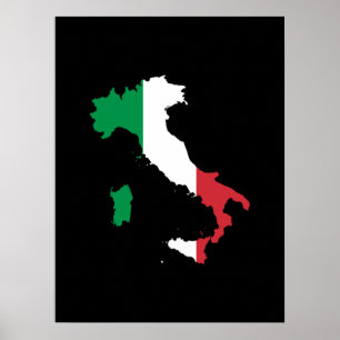 Poster Italia em cores da bandeira