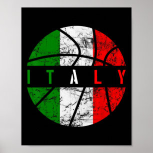 Poster Itália Flag Bysketbyll Equipe Italiana Fan Lover