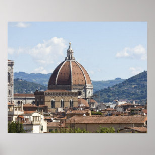 Póster Itália, Florença, paisagem urbana com Duomo