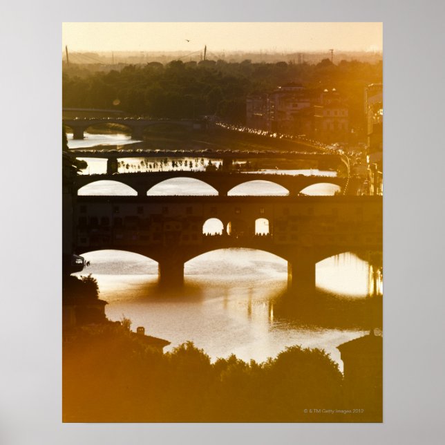 Poster Itália, Florença, Ponte Vecchio e Rio Arno (Frente)