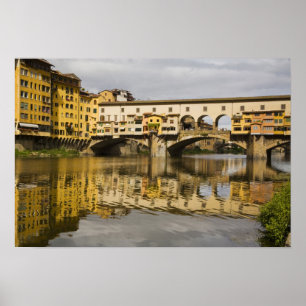 Póster Itália, Florença, Reflexões no Rio Arno