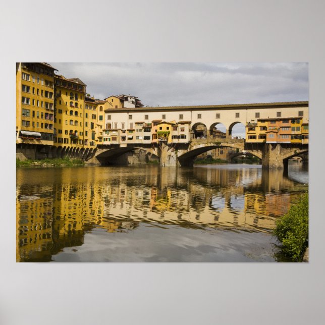 Póster Itália, Florença, Reflexões no Rio Arno (Frente)