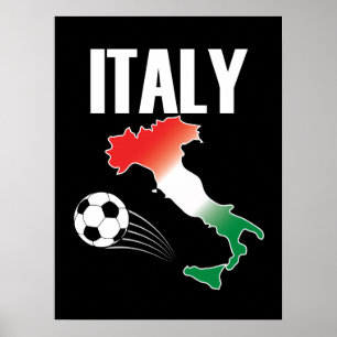 Poster Itália Futebol Fan Map Boot Futebol Ball