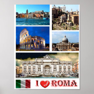 Poster Itália - Lácio - Roma - I Love