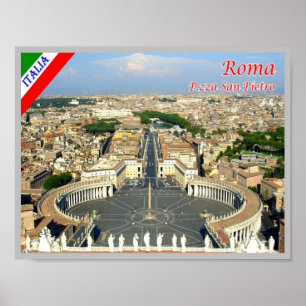 Poster Itália - Lácio - Roma - Rua. Praça de Peter -