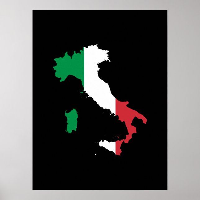 Poster Itália nas cores da bandeira (Frente)