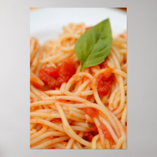 Póster Itália, Orta, Lago Orta, espaguete com tomate