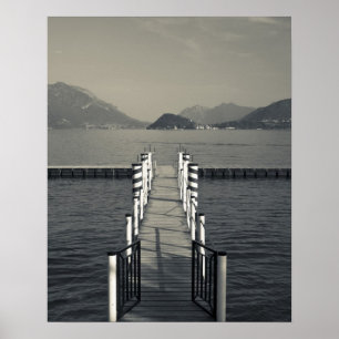 Póster Itália, Província de Como, Tremezzo. Pier do lago.