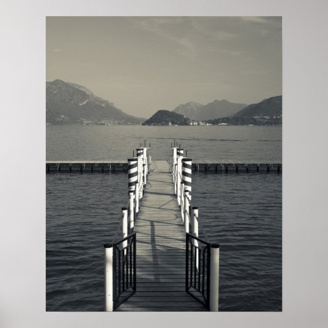 Póster Itália, Província de Como, Tremezzo. Pier do lago. (Frente)
