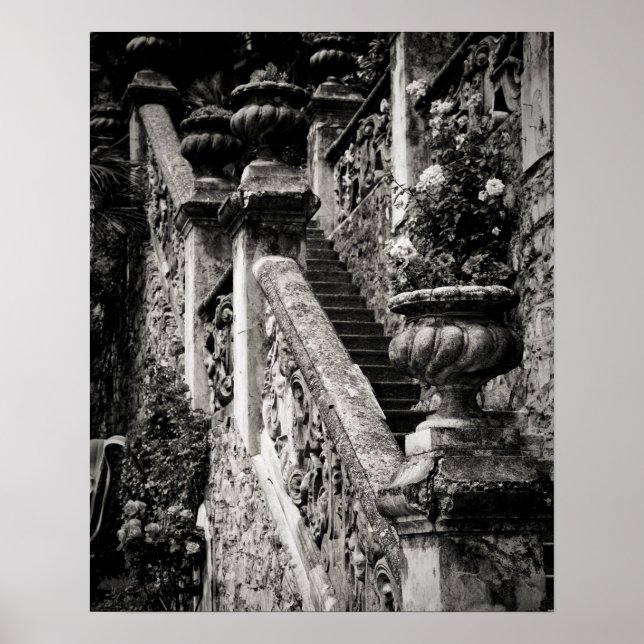 Póster Itália, Província de Lecco, Varena. Villa Monaster (Frente)