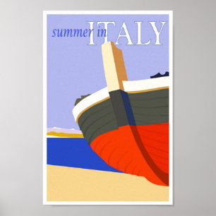 Poster Itália Retro Vintage Viagem de Turismo Italiano