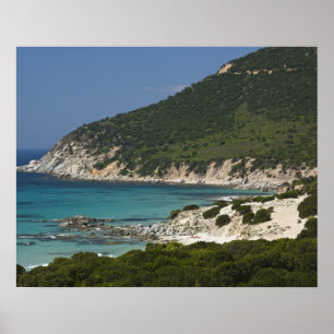Póster Itália, Sardenha, Solanas. Praia.