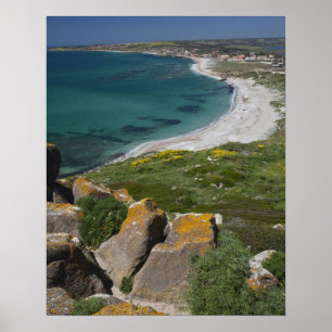 Póster Itália, Sardenha, Tharros. Vista da torre espanhol
