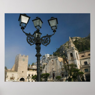 Póster ITÁLIA, Sicília, TAORMINA: Piazza iX Aprile, San