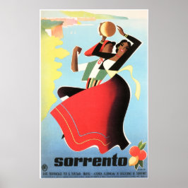 Poster ITÁLIA SORRENTO Nápoles Garotas Dançam Viagem