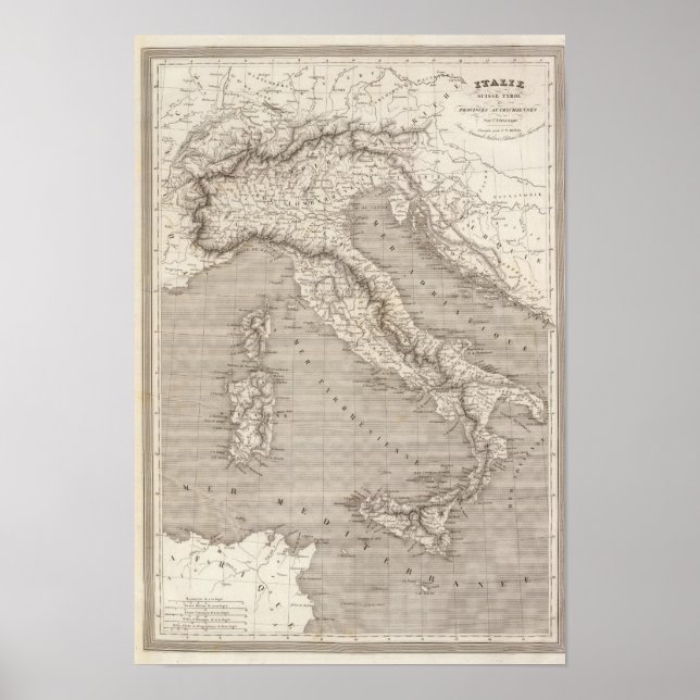 Poster Itália, Suiça e Tirol, províncias austríacas (Frente)
