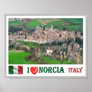 Poster Itália - Umbria - Norcia - I Love -