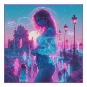 Póster Itália Vaporwave Retrowave Urbano Sonhador Etére